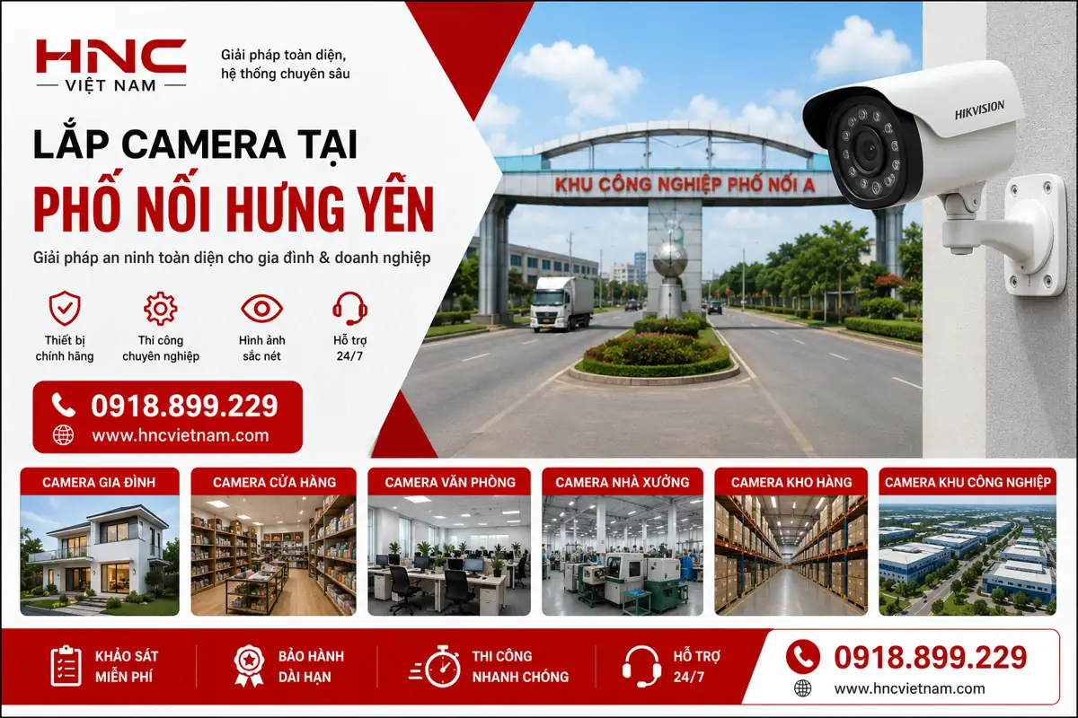 Lắp Camera Tại Phố Nối Hưng Yên Chính Hãng | HNC VIỆT NAM